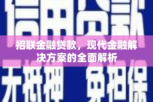 龟山招联金融贷款，现代金融解决方案的全面解析