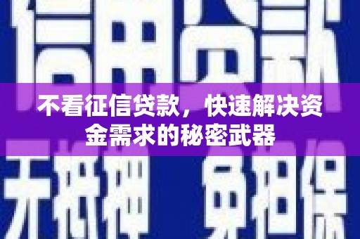 龟山不看征信贷款，快速解决资金需求的秘密武器